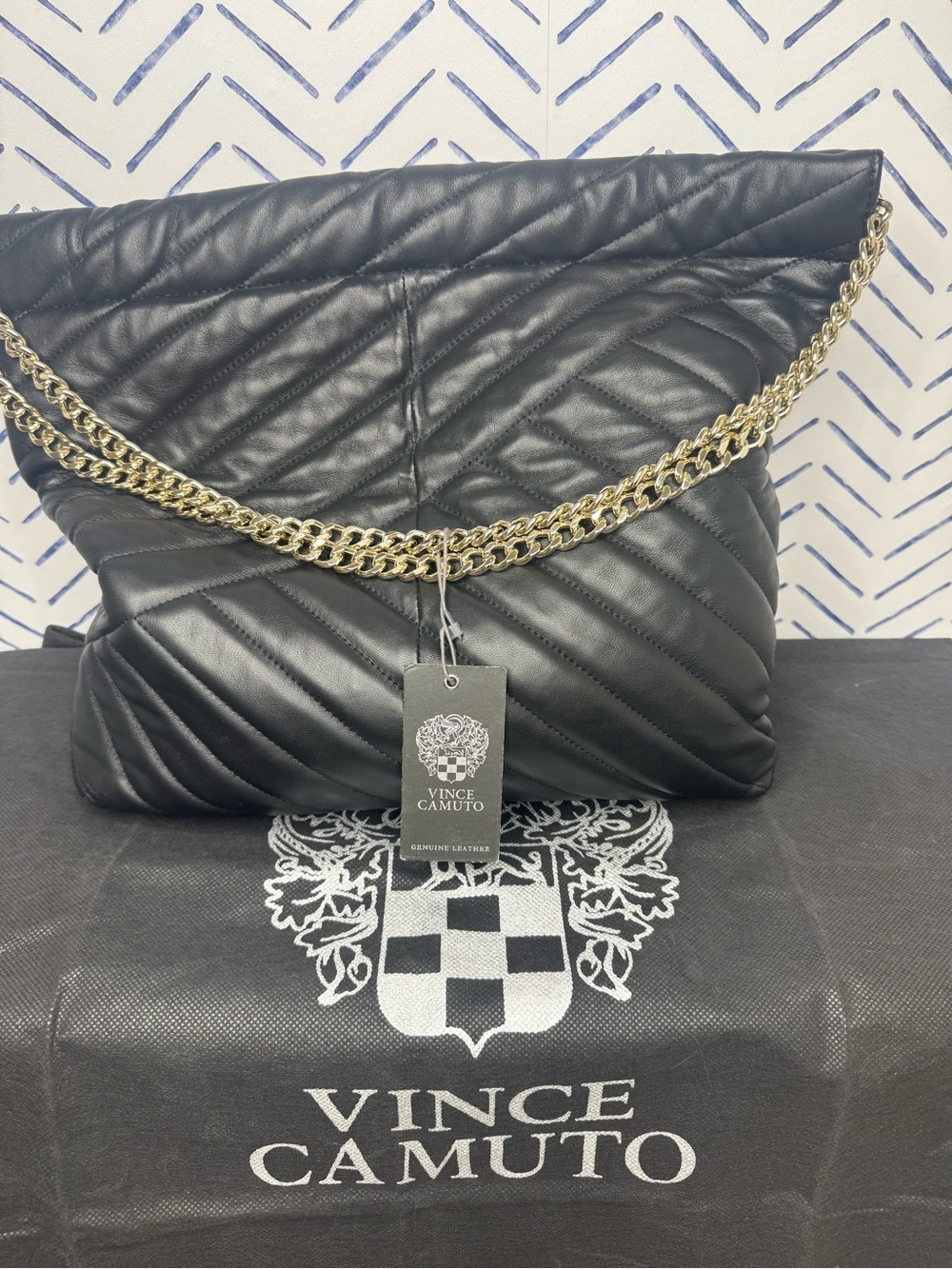 NWT Vince Camuto Black Quilted Leather Bag